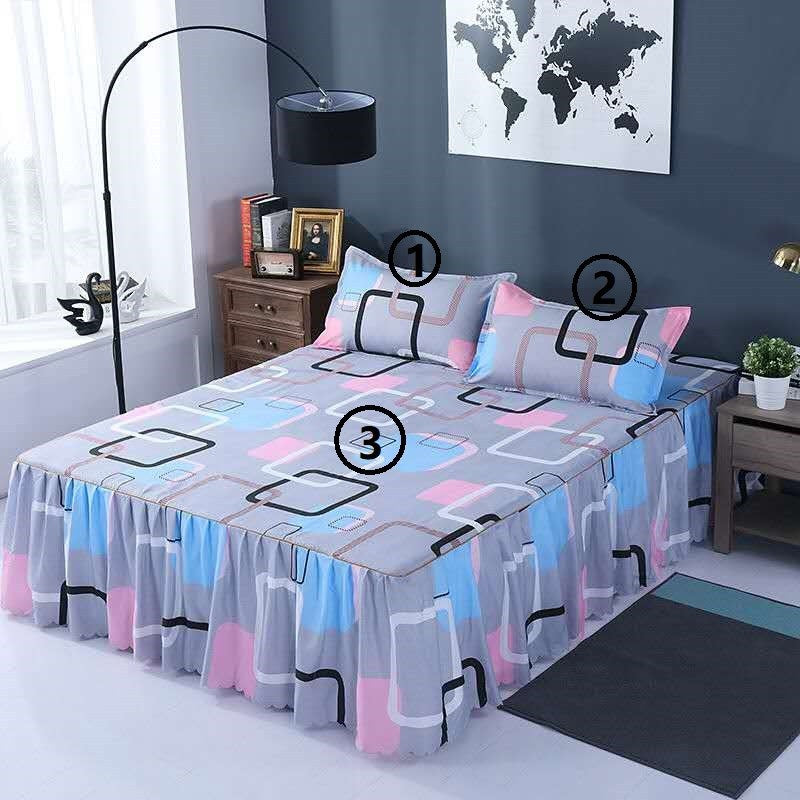 Lit Jupe Oreiller 3 Laine Feuille de lit Ensemble de lit Couche