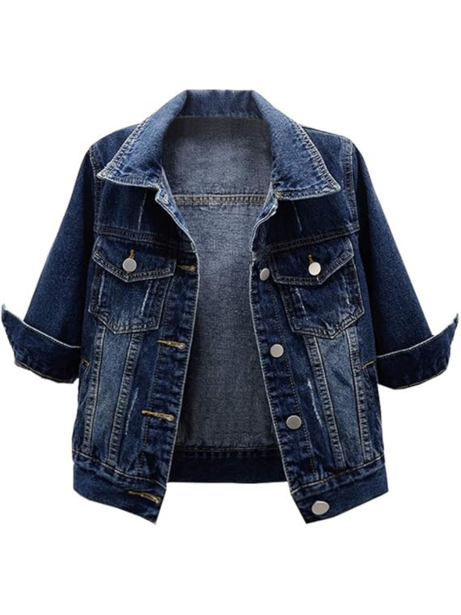 Veste Denim Vintage femme deux tons lavés Bleu Jean Veste Mode Trucker Oute