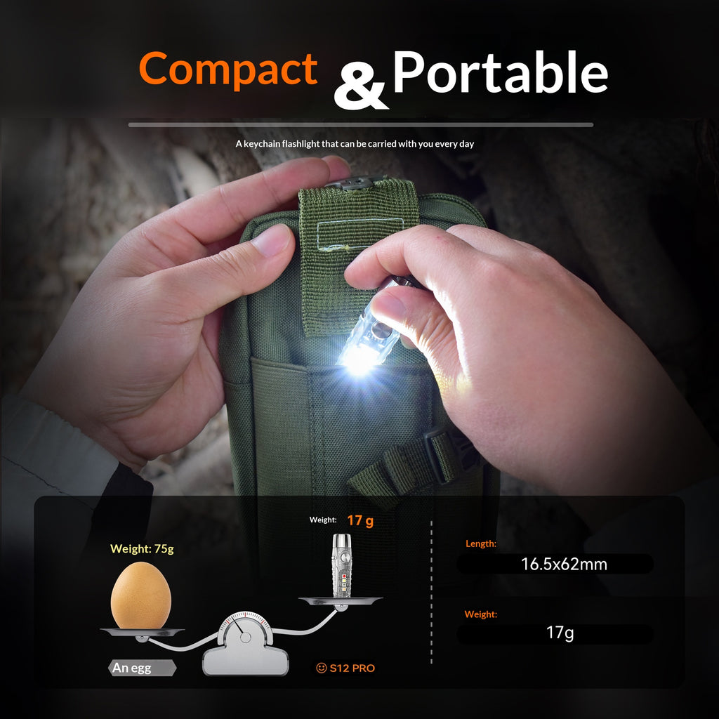 Lampe de poche porte-clés S12Pro avec lumière UV rechargeable pour la détection