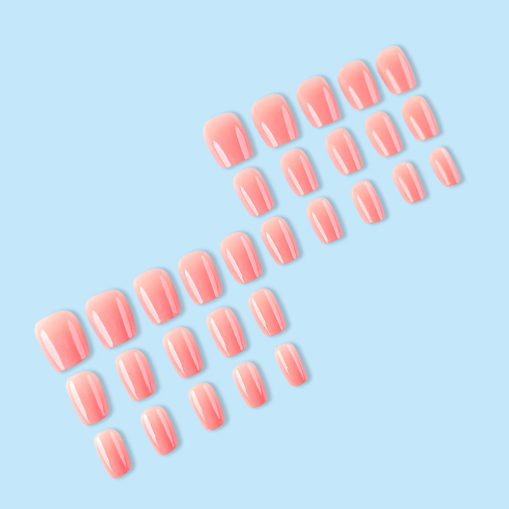 Stickers 24 pièces d'huile d'acrylique carrée courte avec dégradé rose et effet press-on pour