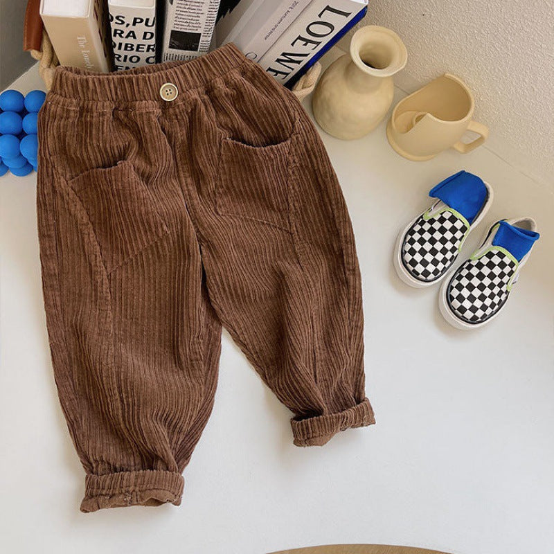 Pantalons d'automne et d'hiver pour enfants Pantalons en coton Corduroy