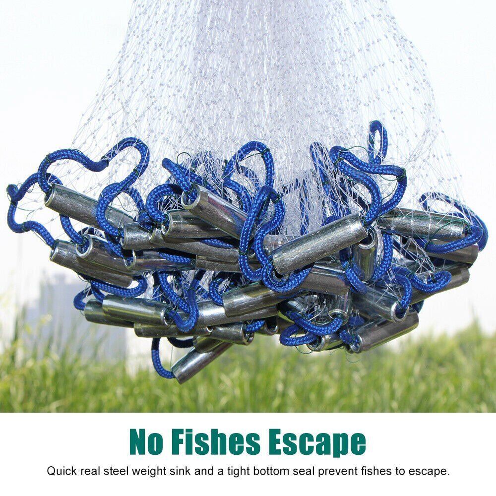 Fishing Cast Net Bait Easy Lancer la main Cast Fort Nylon Mesh USA