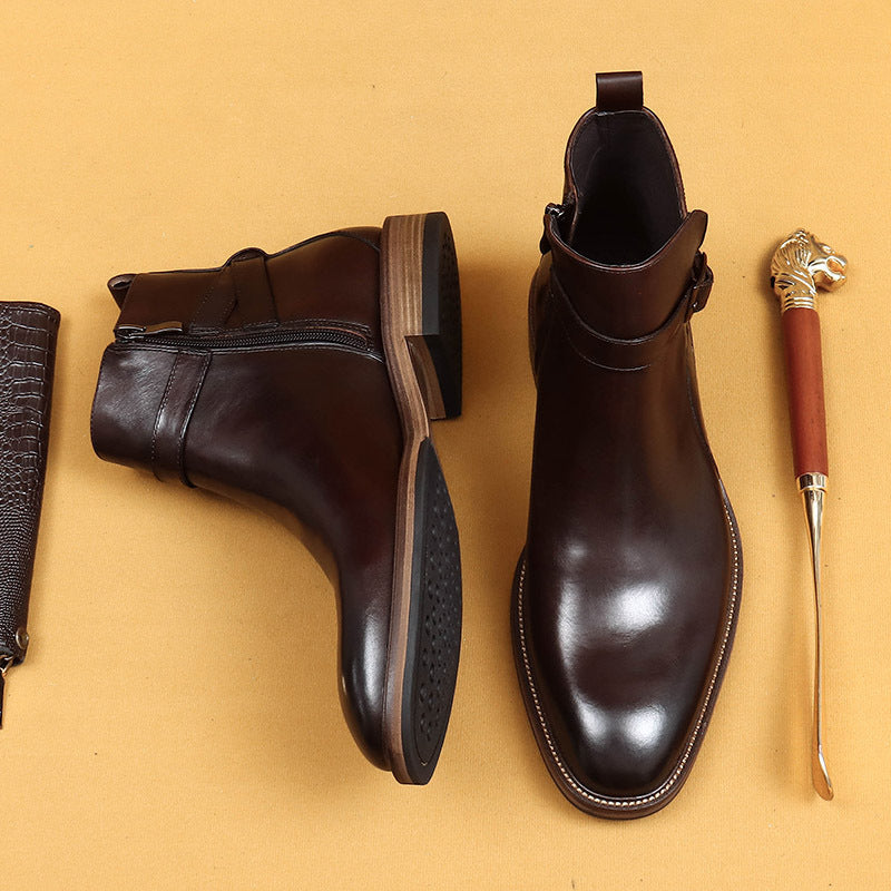 Bottes de cheville formelle d'affaires avec doublure en cuir véritable