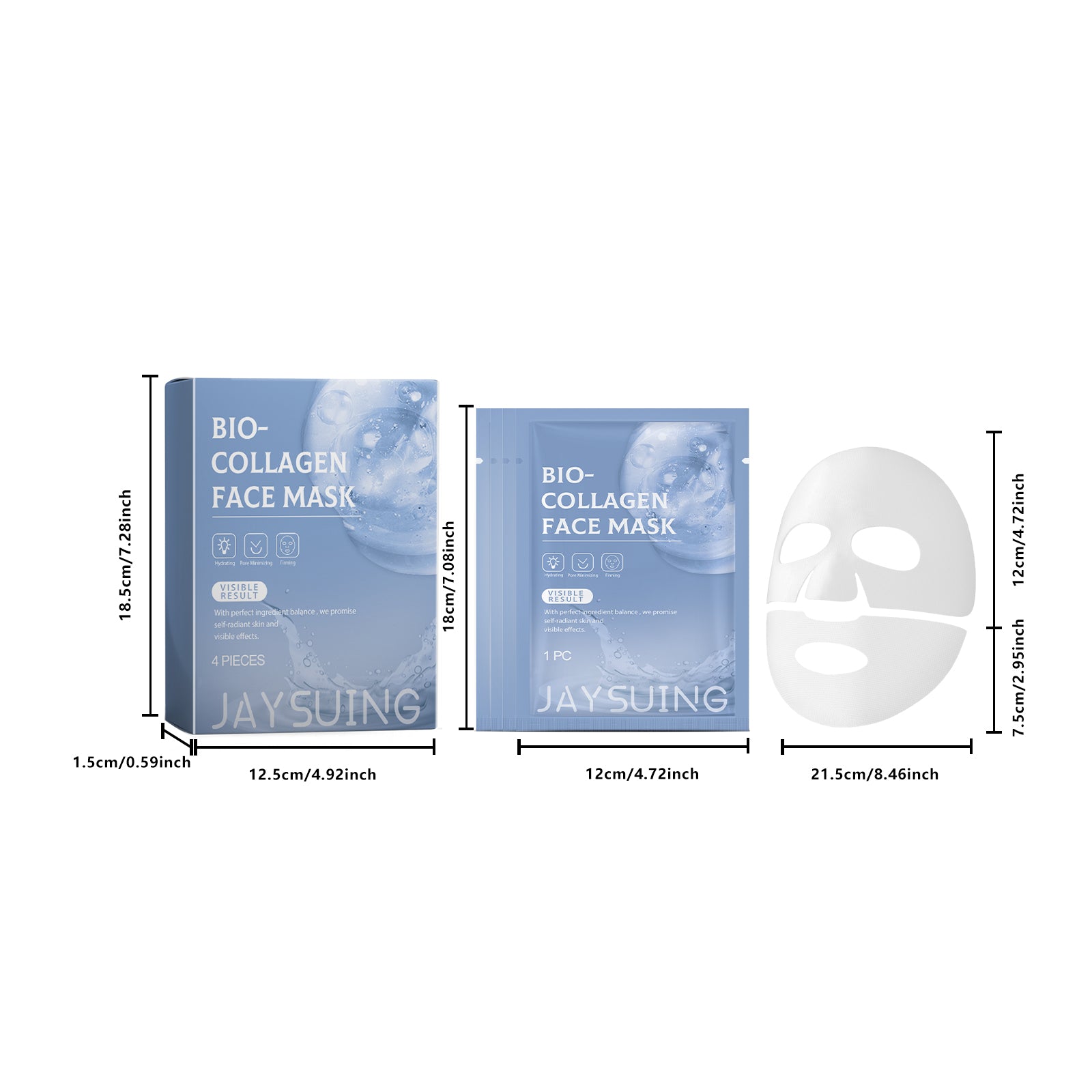 Collagène Masque visage hydratant Boxed 4pcs 1 Box