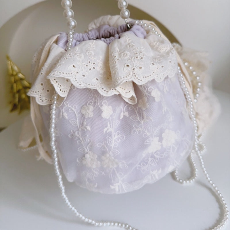 Dentelle avec sac à épaules en seau à chaîne perlée