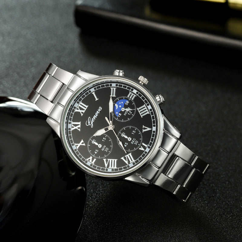 Hommes Quartz bracelet de collier de montre et bague 4 pièces