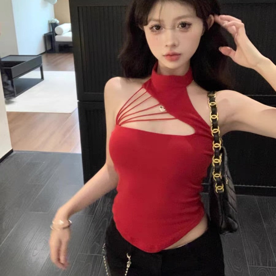 Camisole de col haltère irrégulière pour les femmes