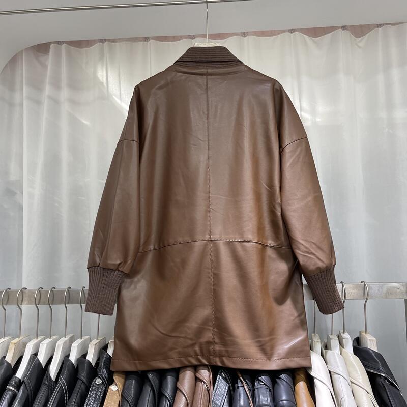 Manteau en cuir de mi-longueur femmes