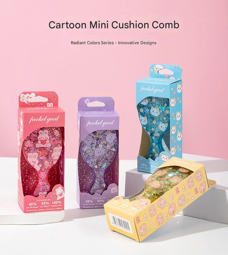 Peigne Sequined Mini Coussin d'air Peigne à cheveux lisse pour enfants Peigne Portable Petit Port
