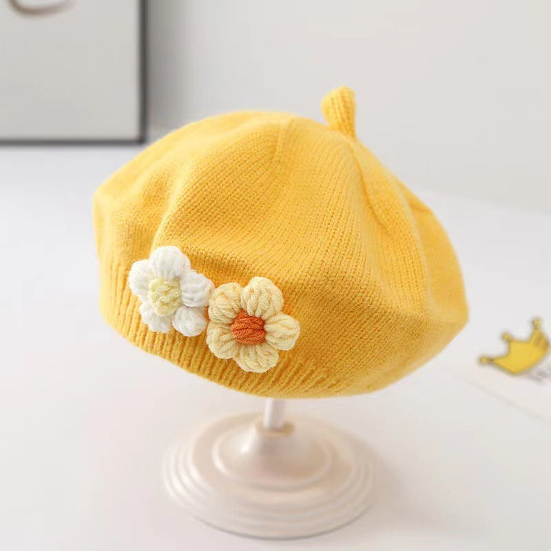 Chapeau bébé fille Béret tricoté en laine
