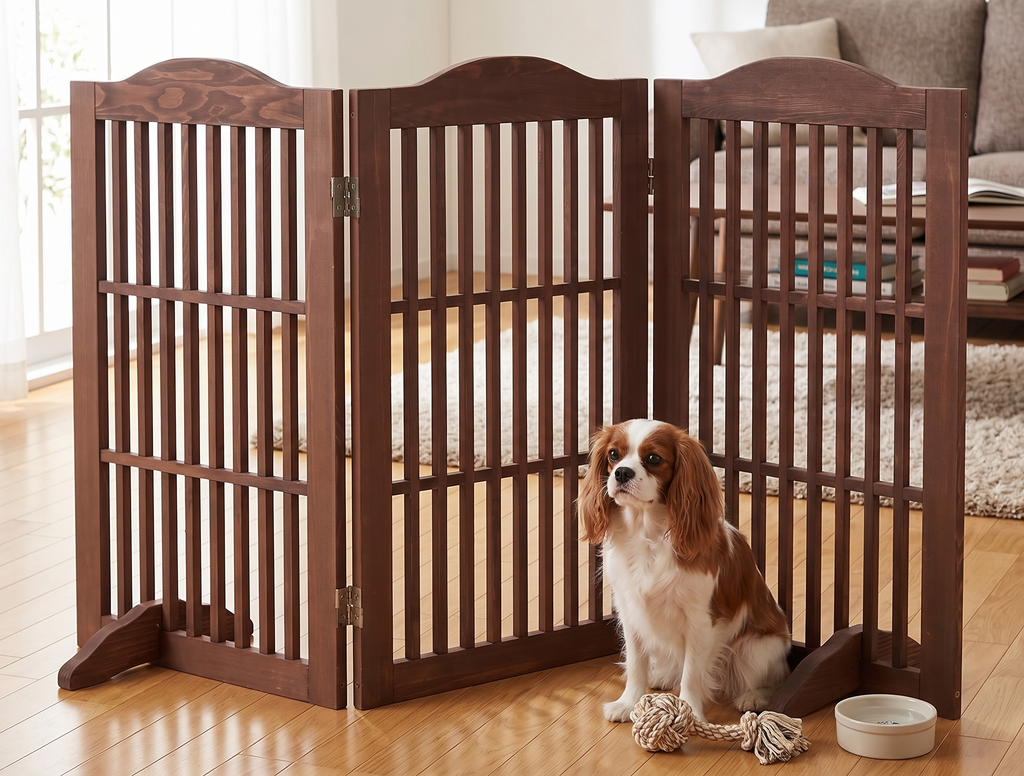Porte pliable pour chiens en bois