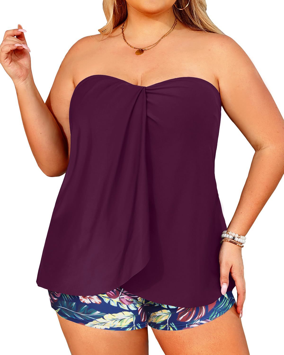 Leisure Resort Deux-pièces boxer de maillot de bain Slips Backless Halter Style