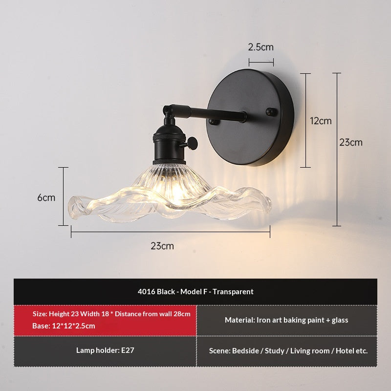 Lampe murale retro en verre coloré