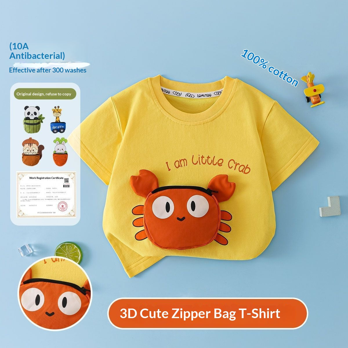 T-shirt en coton à manches courtes décoré en 3D pour garçons