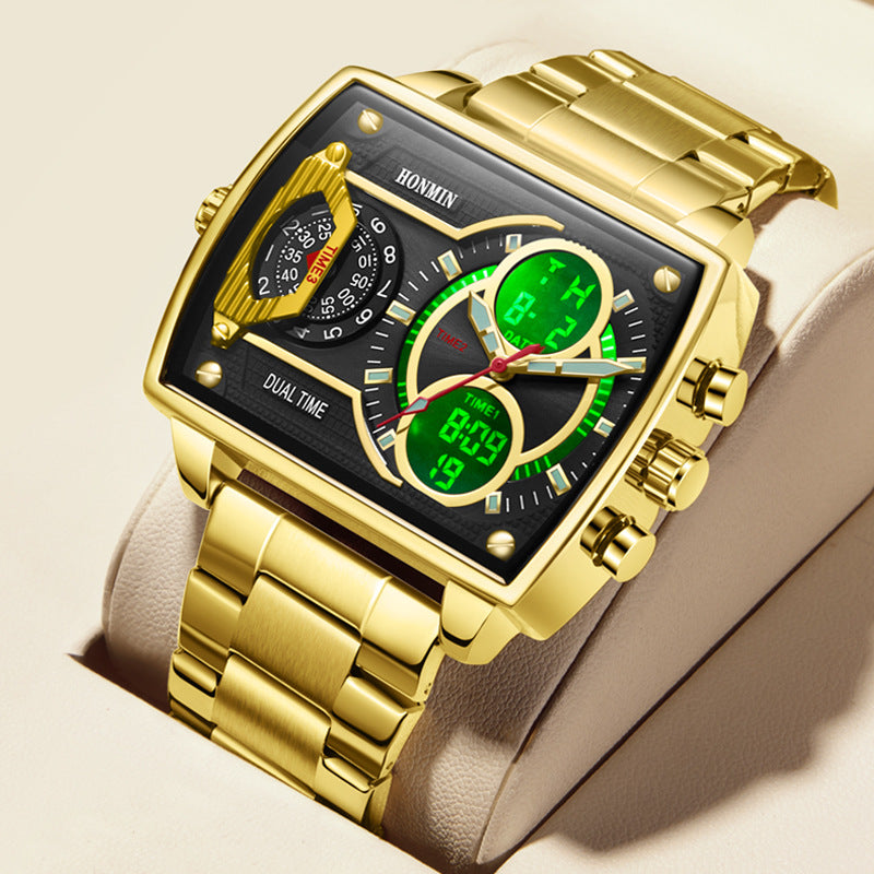 Montre sport à double affichage à trois zones lumineuses résistant à l'eau