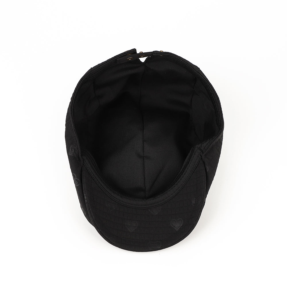 Femmes Textured Grid Pattern Dotted Heart British Retro Style Short Brimmed Forward Hat S