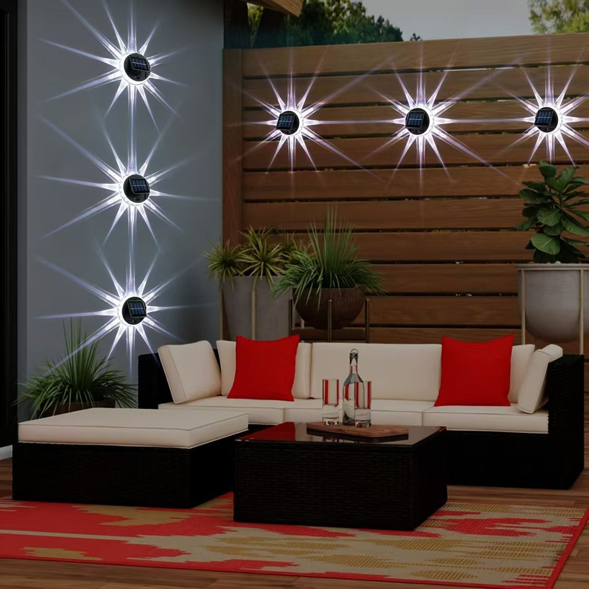 Extérieur Cour LED solaire Petal lumière murale