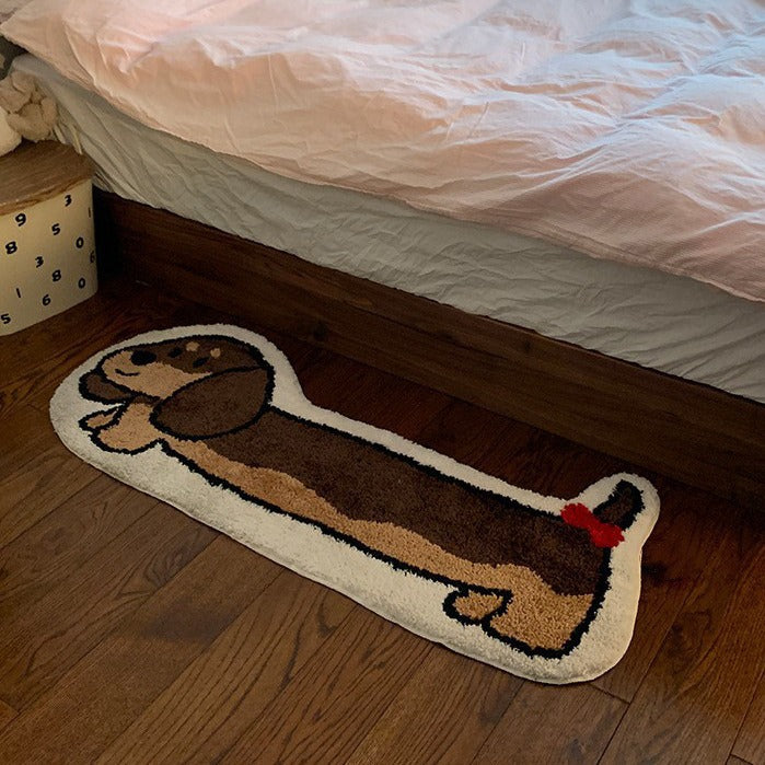 Saucisse Chien Long Épaisseur Flocking Carpet Salon Chambre à coucher Côté lit