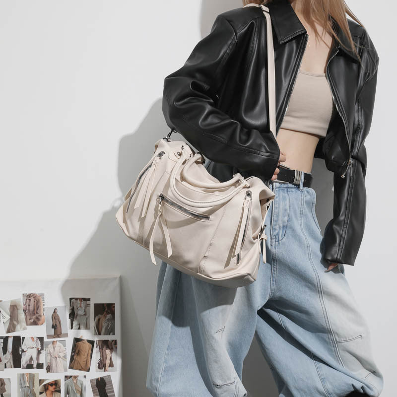 Mode de style moto Sac à main femme de grande capacité