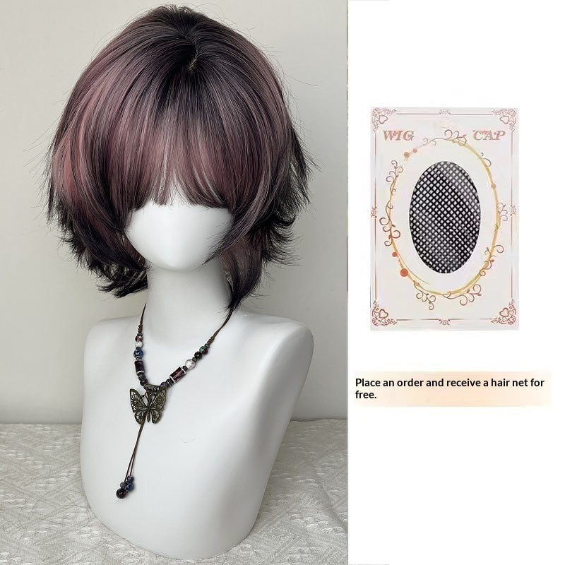 Perruque pour les femmes noir et rose Ombre Siamese Cat Layered Mullet Cosplay Headpiece