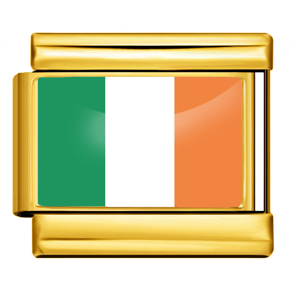 Arrière-plan d'or World Flag Photo Epoxy Italien Module Bracelet