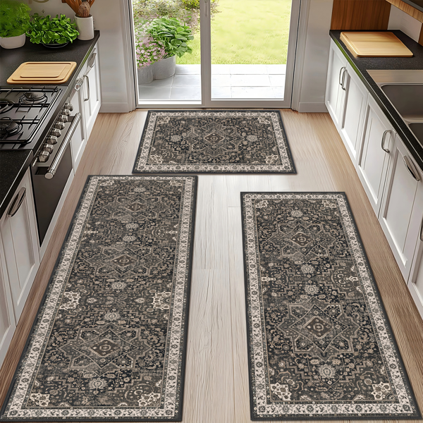 Kitchen Rug Sets of 3 Lavable Boho Kitchen Rugs and Runner Carpets Non Slip Kitchen Area