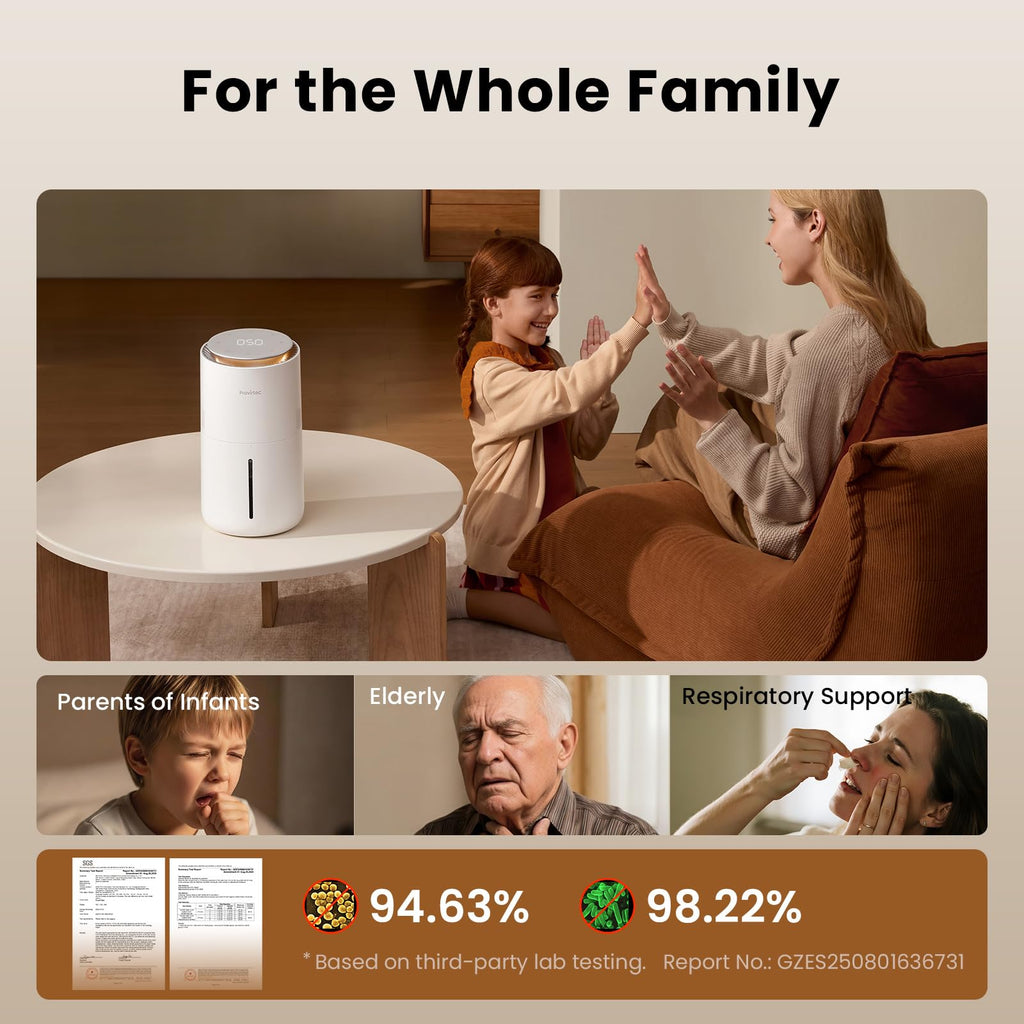 Humidificateur d'évaporation pour les enfants de chambre facile à nettoyer Petit contrôle d'humidité automatique 3L