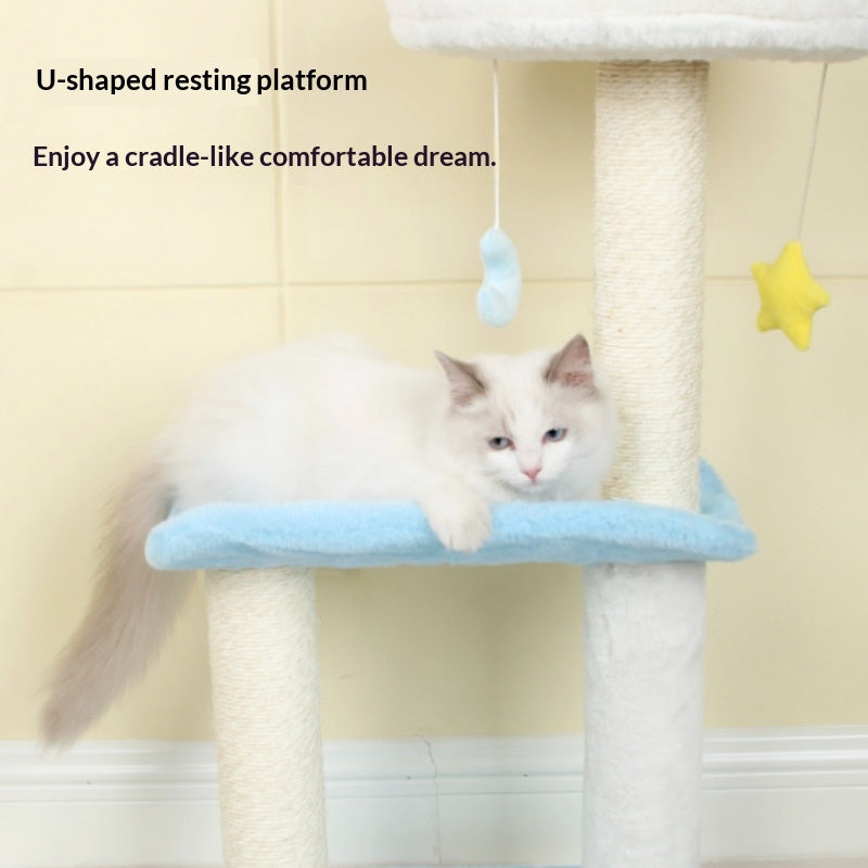 Blue Sky et White Cloud Plate-forme de repos intégrée U-Shaped Cat Tree