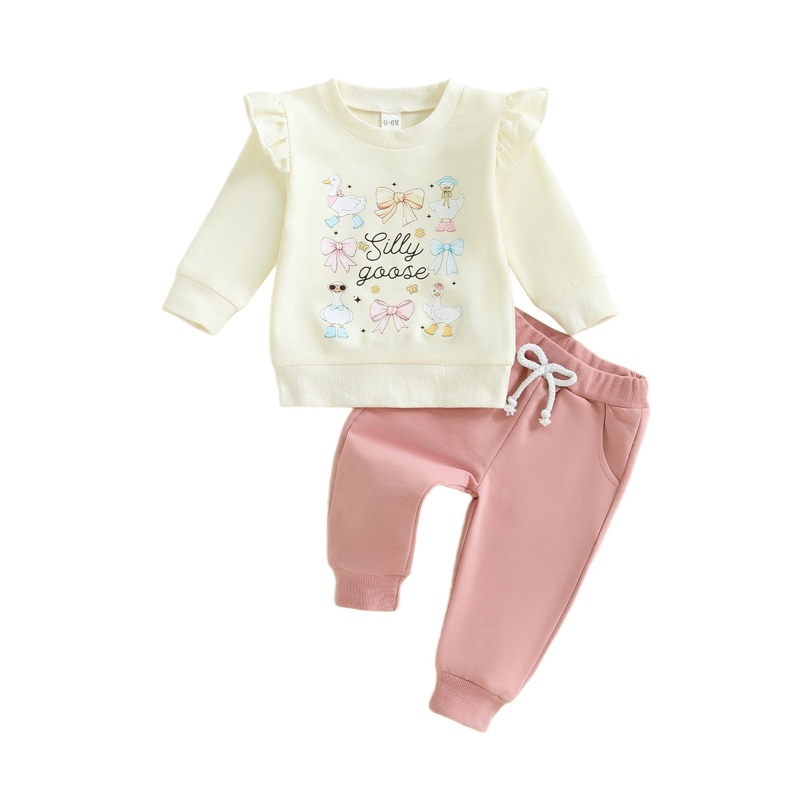 Bébé Filles Duck Et Letter-print Hoodie Set