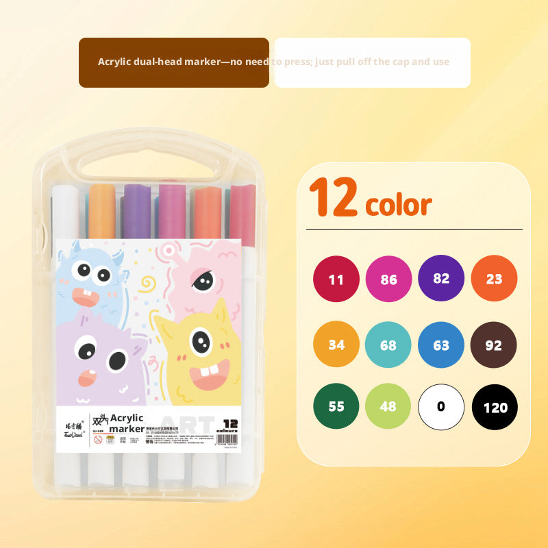 Marqueur acrylique à double extrémité-Monster Model-12 Couleur-12 pcs-1 boîte