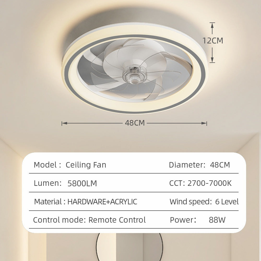 Eventail invisible avec télécommande et onduleur pour chambre à coucher et salon plafond lumière