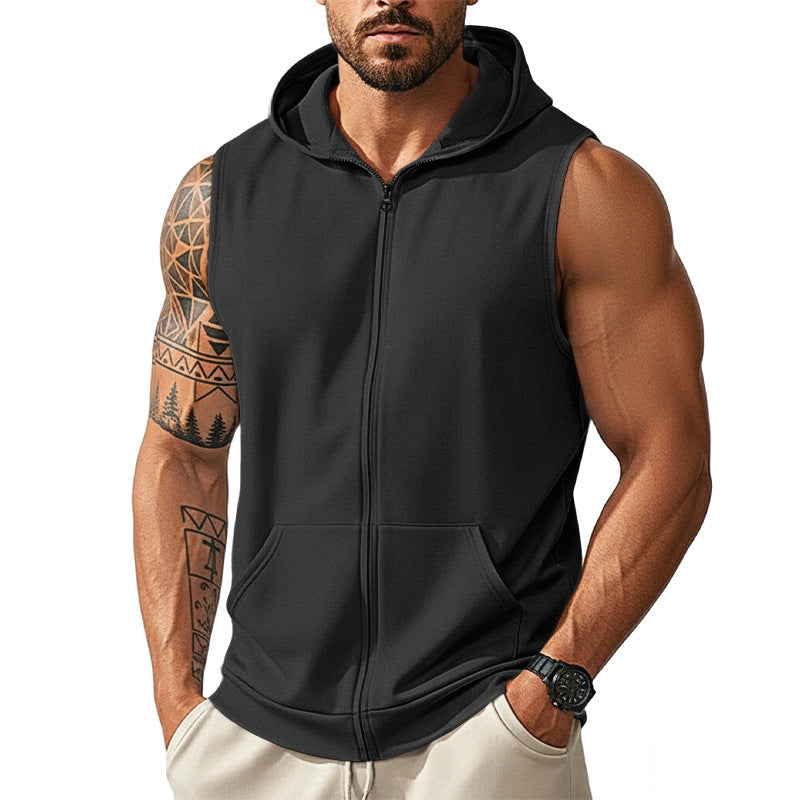 Men's Sporty Zip-Up Sleeveless Jacket