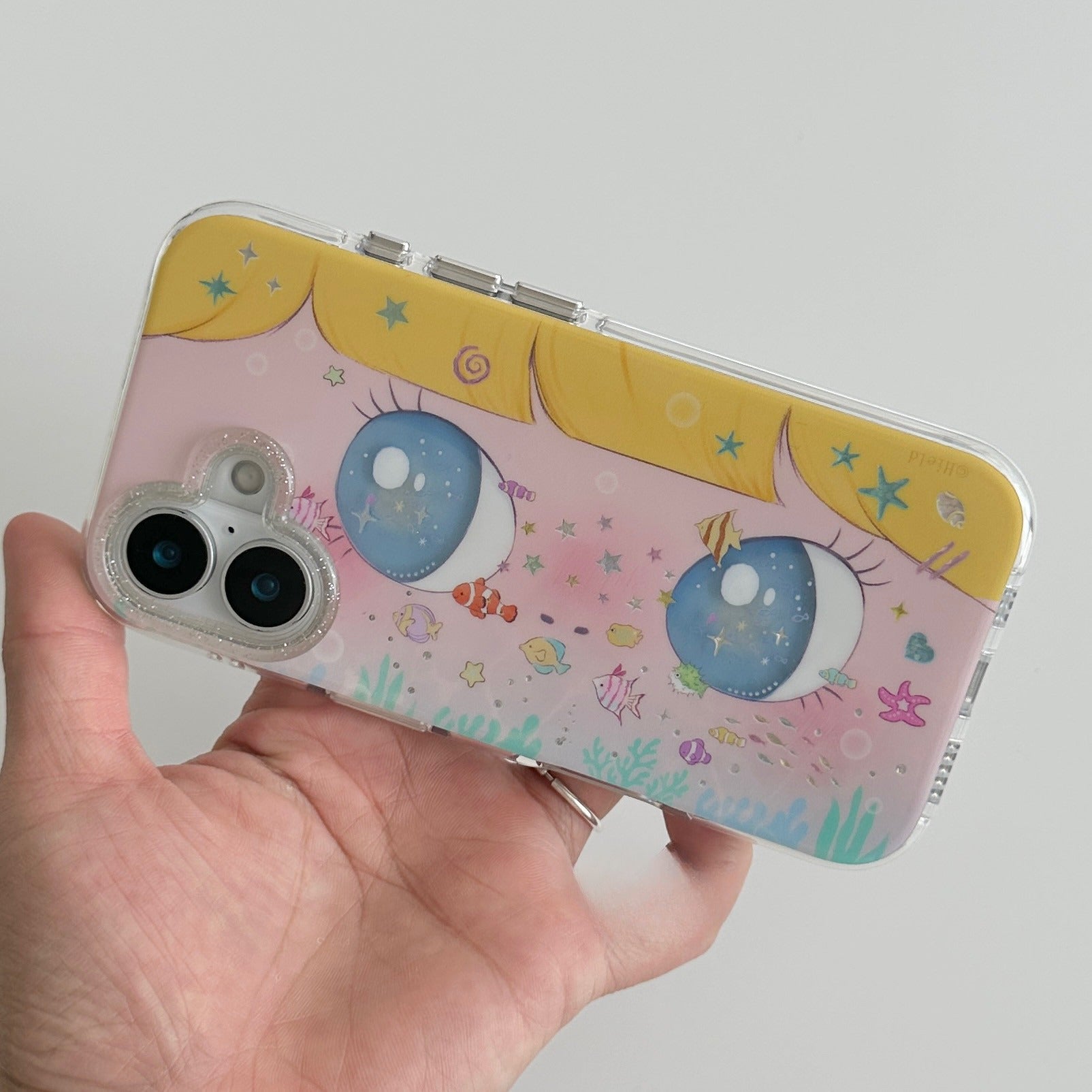 Cas téléphonique résistant à l'éblouissement pour les filles mignonnes Star-Eyed