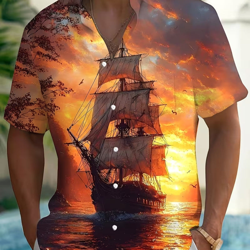 Chemise à manches courtes imprimées pour hommes