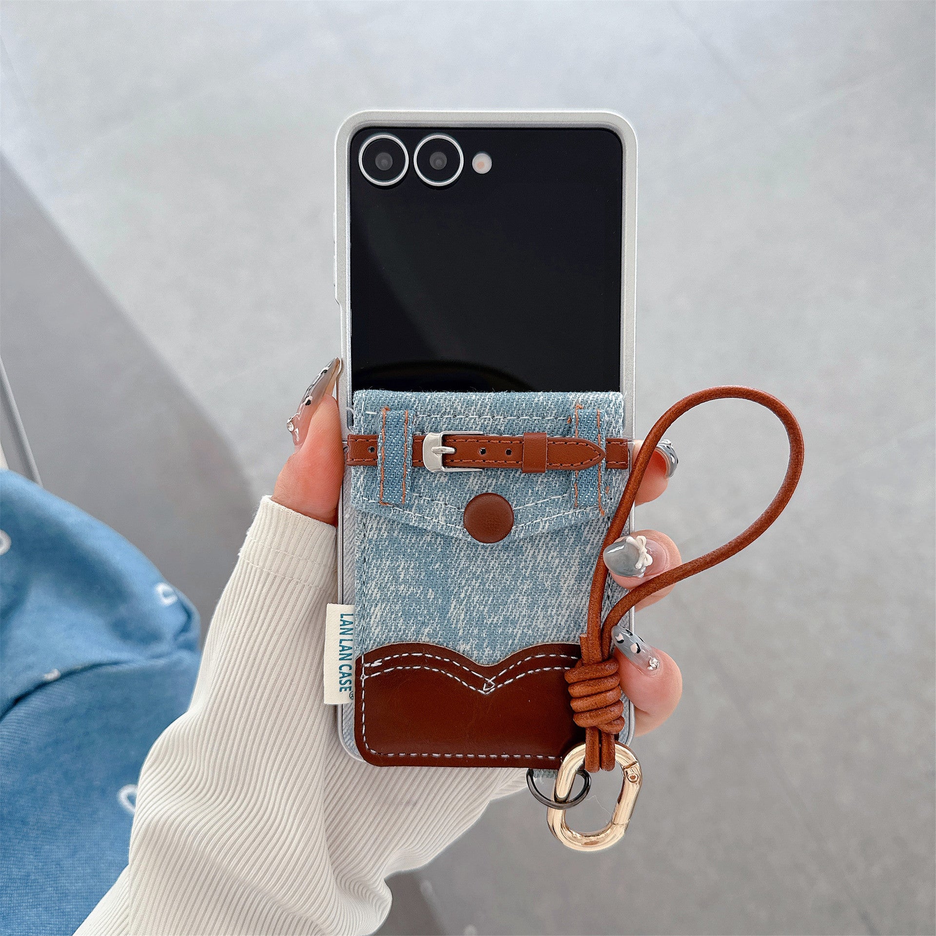 Leather Denim Card Holder Compatible pliable Phone Case
