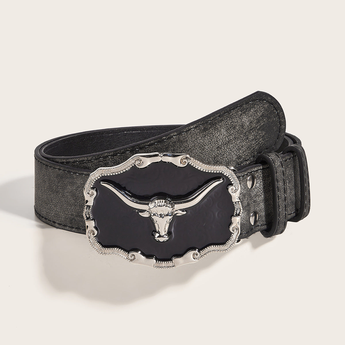 Rétro Dominering Epoxy Cattle Head Buckle Femmes Casual Homme Jeans Strap Personnalité Be