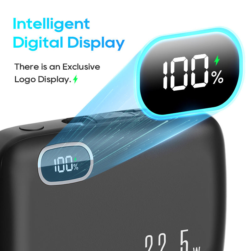 PD22.5W Charge rapide Affichage numérique Alimentation mobile avec câble