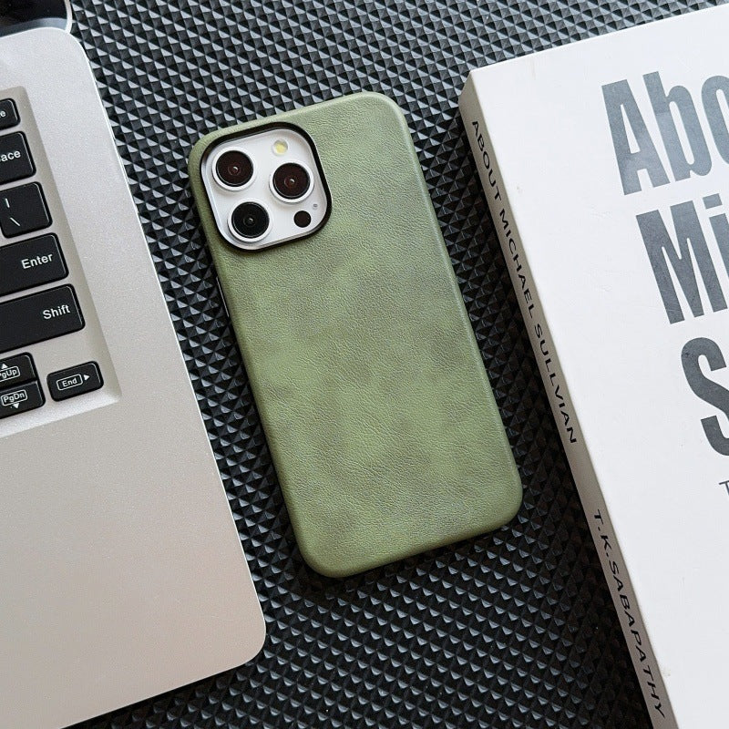 Rétro Crazy Horse Leather Grain Phone Case