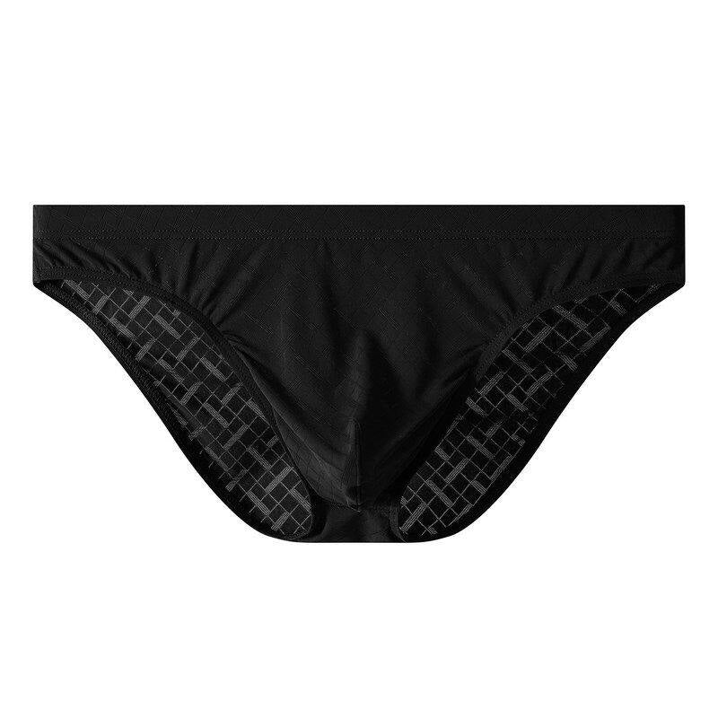 Hommes Silk glacé Transparent slips mince taille basse Sexy