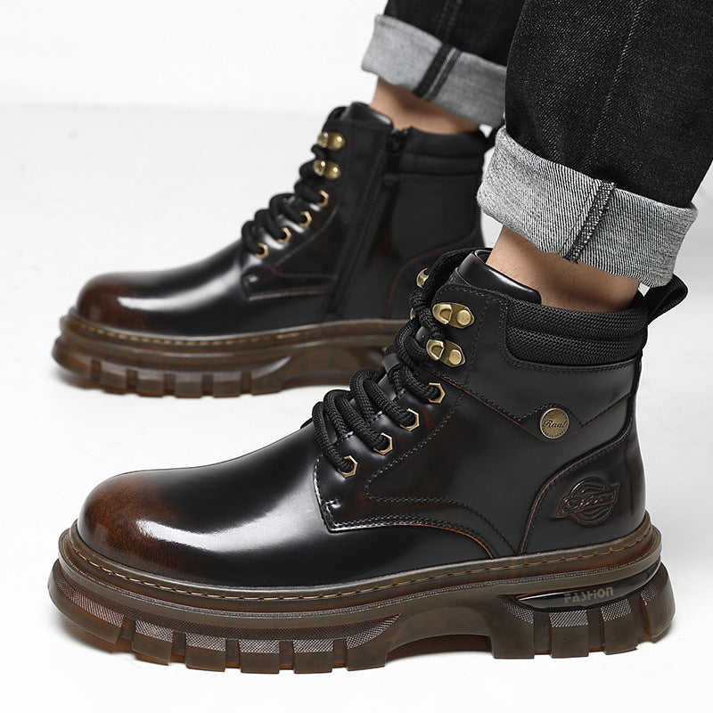 Bottes de plate-forme de style britannique en coton chaud doublé de polaire