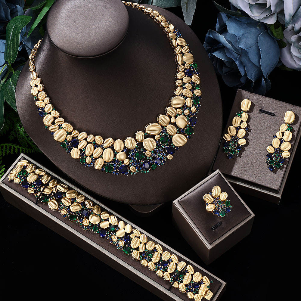 Collier exagéré et boucle d'oreille Ensemble de mariage