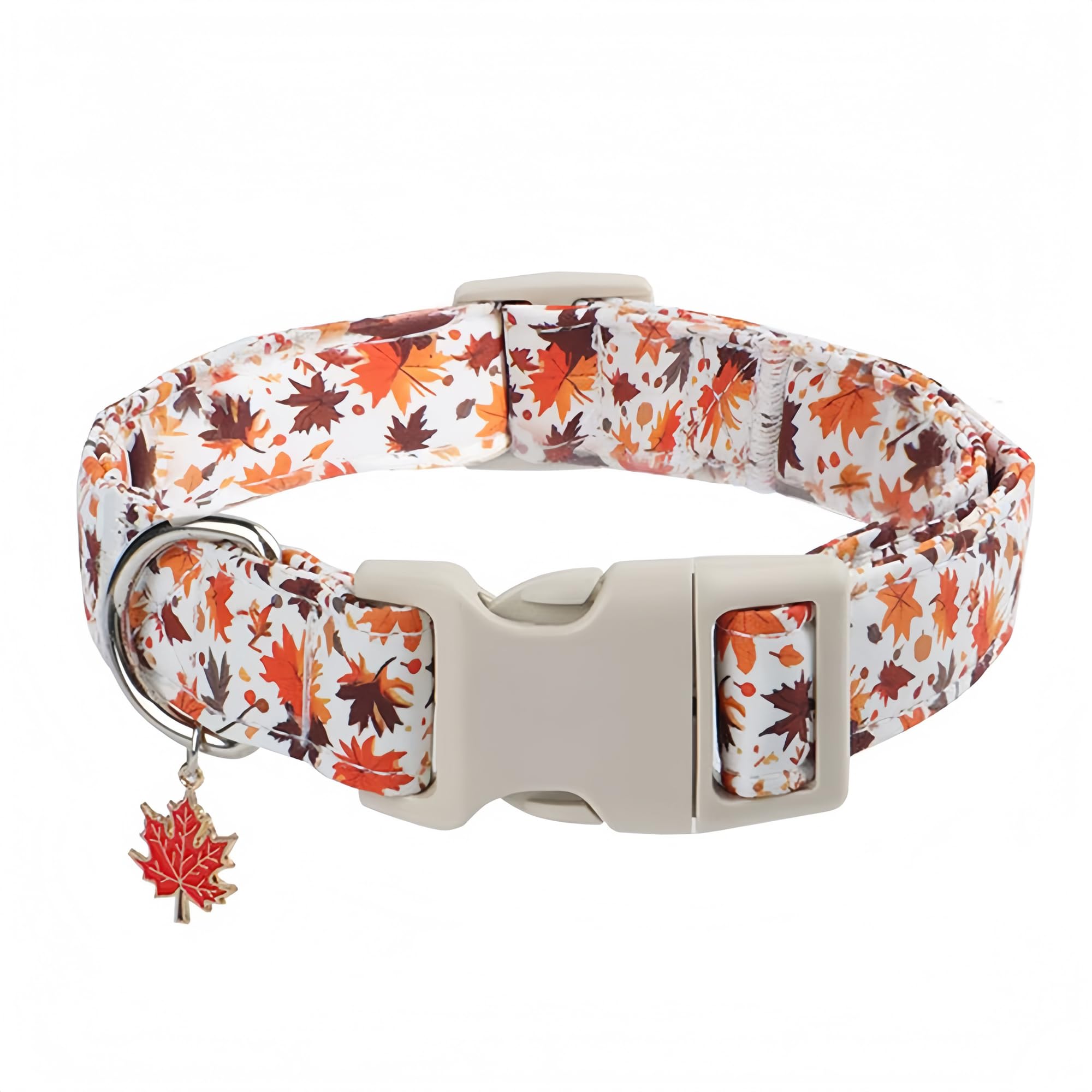 Collier de chien d'automne réglable avec charme Feuille d'érable - Collier de tissu souple durable pour petit moi