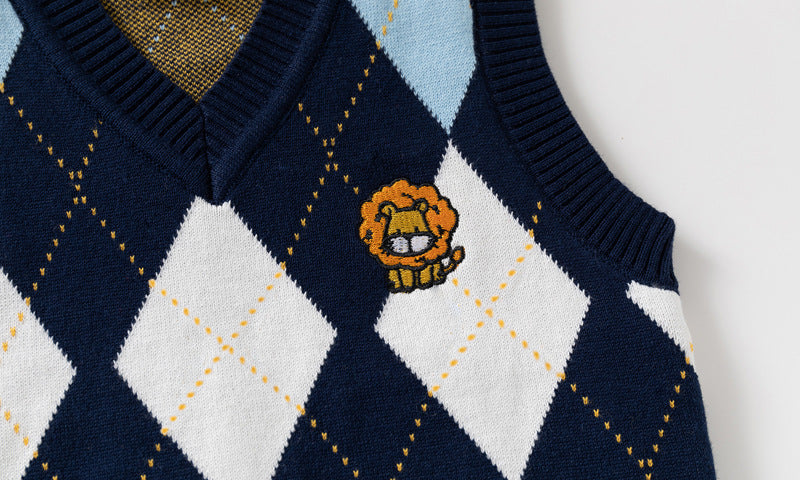 Garçons Veste tricotée à lion brodée à la mode