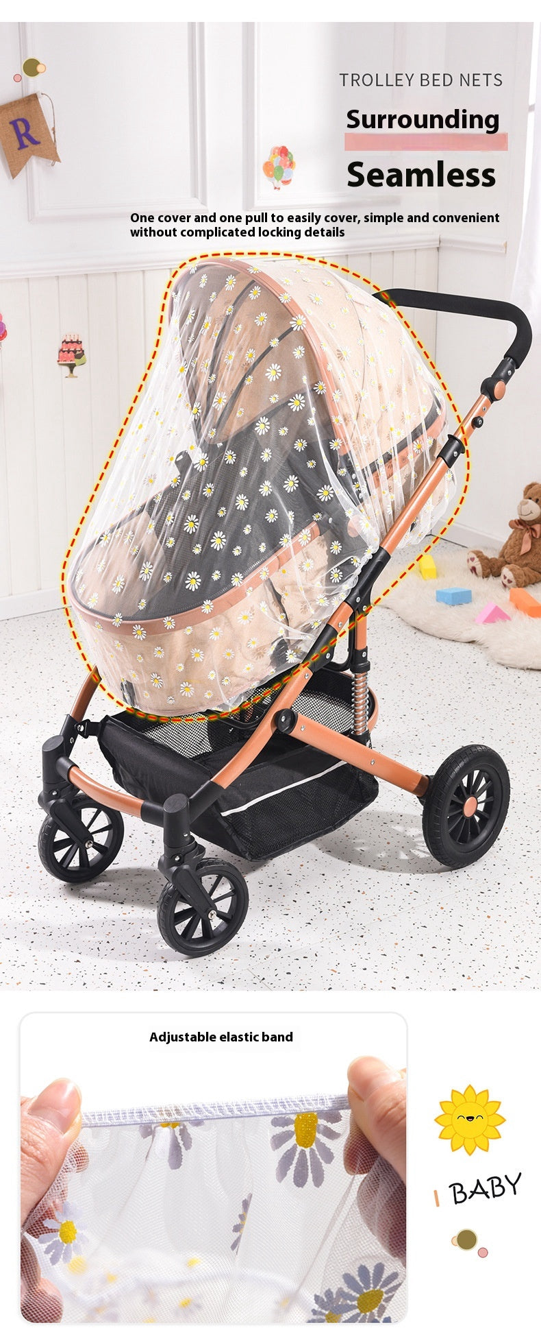 Infantile Mosquito Net Poussette d'impression de type complet