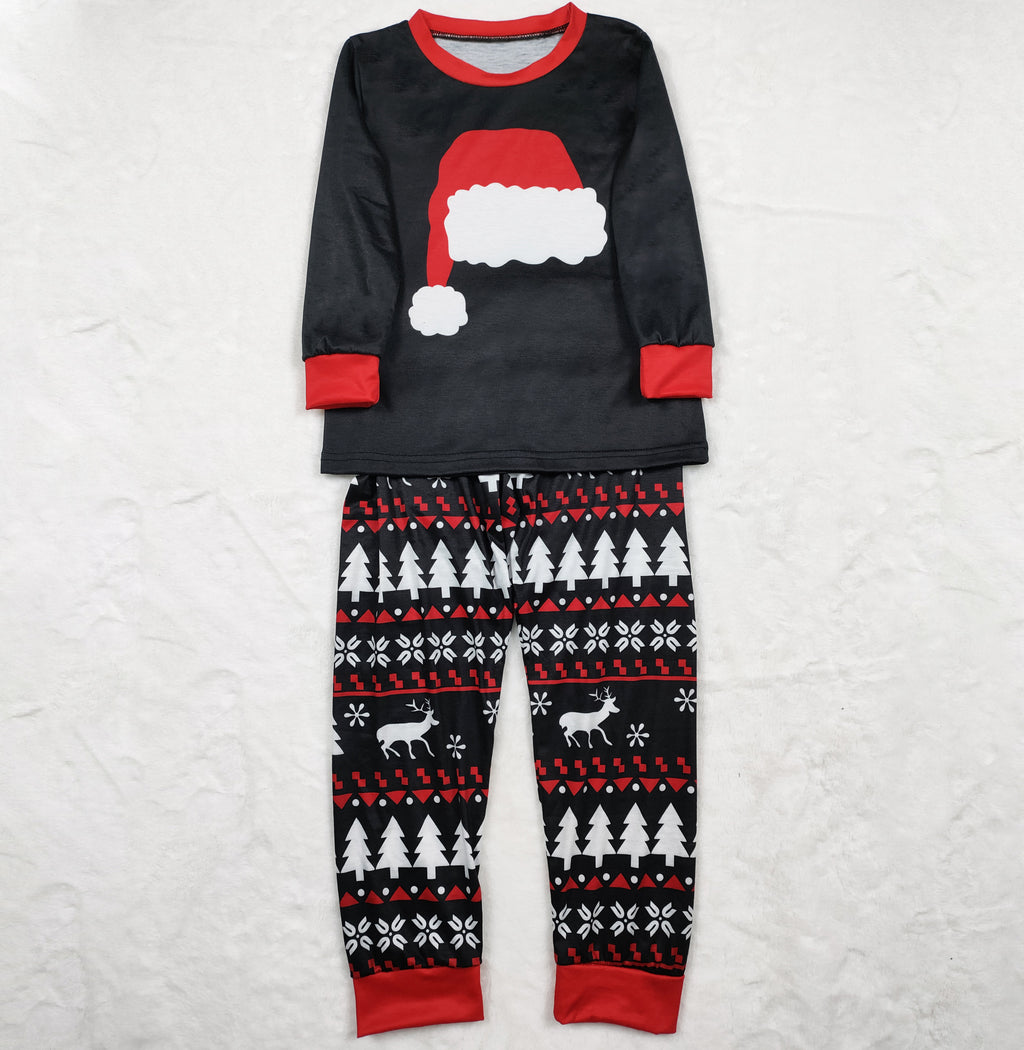 Ensemble de pyjamas d'automne et d'hiver Maison porter Chapeau de Noël imprimé costume parent-enfant