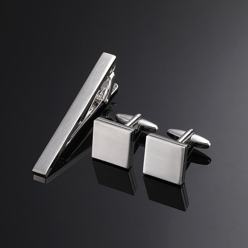 Clip en or argent noir Croix carré brossé