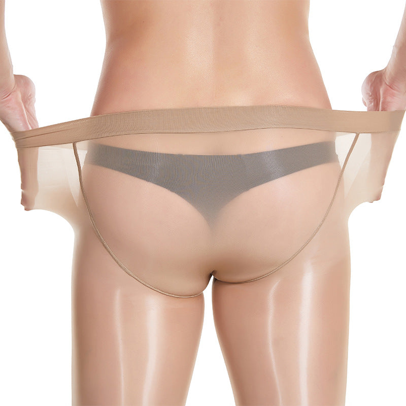 Pantyhose huileux de grande taille Plus-taille de sac U bas brillant transparent ultra-mince H