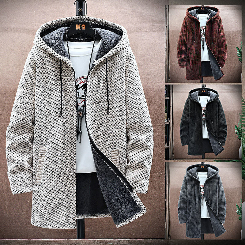 Men's Mid-Length Knitted Cardigan Coat Casual et polyvalent