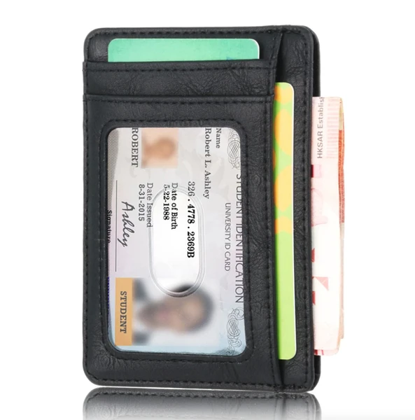Mens cuir Slim Wallet Carte de crédit titulaire RFID Blocage Pocket ID argent PU USA