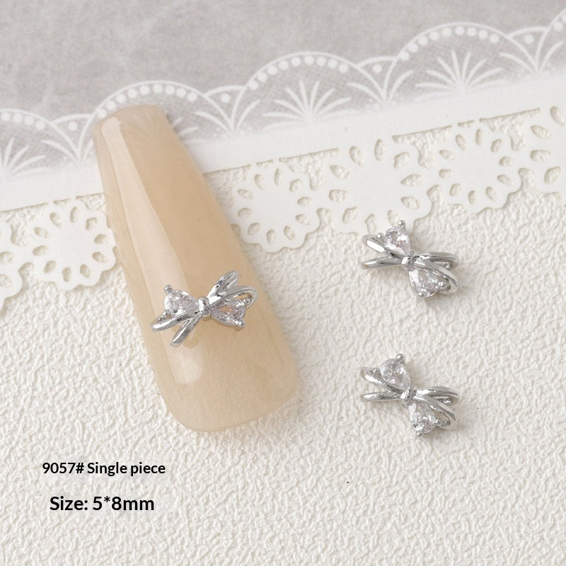 Argent Zircon Bow Nail Art Accessoires
